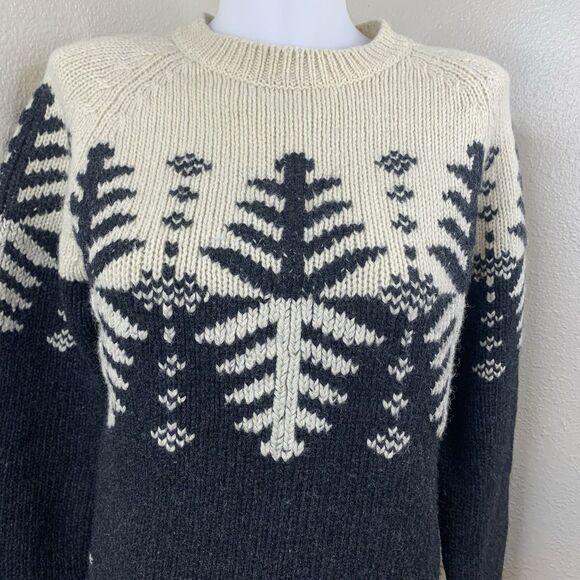 Free People Vtg Shetland Laine Wool Blend Nordic Sweater Cream Snowflake Sz M - Picture 3 of 6